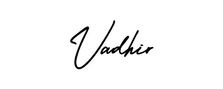A stylish, flowing autograph style designed for name Vadhir using AmerikaSignatureDemo-Regular typography. Perfect for digital creative projects. Vadhir signature style 3 images and pictures png