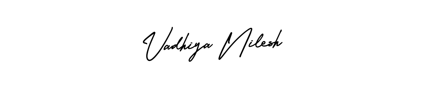 if you are searching for the best signature style for your name Vadhiya Nilesh. so please give up your signature search. here we have designed multiple signature styles  using AmerikaSignatureDemo-Regular. Vadhiya Nilesh signature style 3 images and pictures png