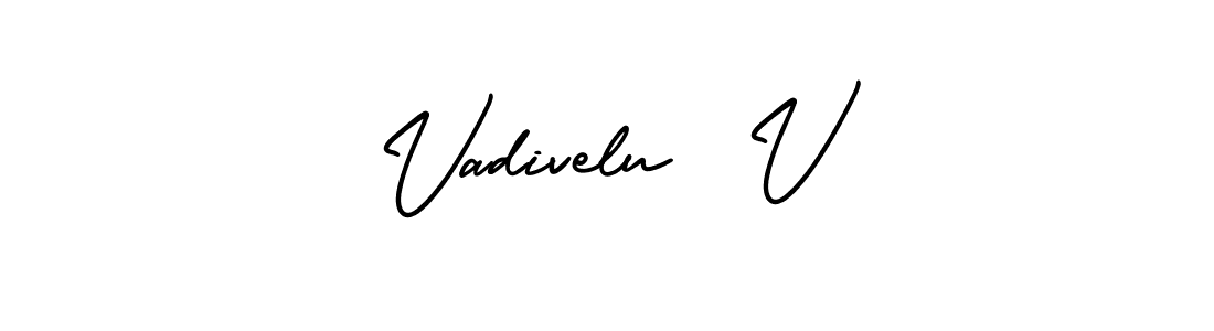 Vadivelu  V stylish signature style. Best Handwritten Sign (AmerikaSignatureDemo-Regular) for my name. Handwritten Signature Collection Ideas for my name Vadivelu  V. Vadivelu  V signature style 3 images and pictures png