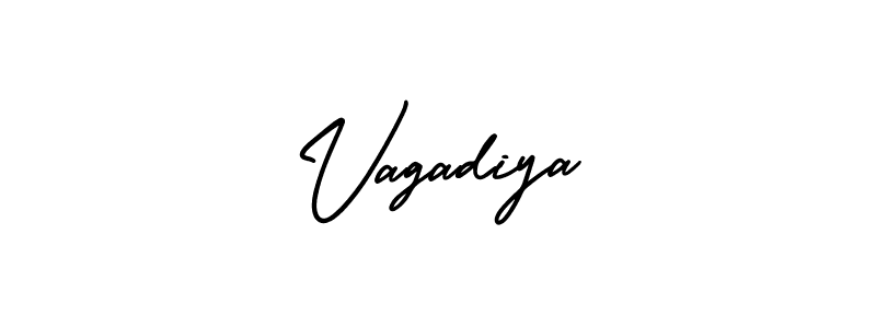 You should practise on your own different ways (AmerikaSignatureDemo-Regular) to write your name (Vagadiya) in signature. don't let someone else do it for you. Vagadiya signature style 3 images and pictures png