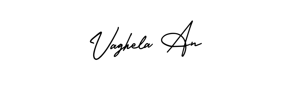 You should practise on your own different ways (AmerikaSignatureDemo-Regular) to write your name (Vaghela An) in signature. don't let someone else do it for you. Vaghela An signature style 3 images and pictures png