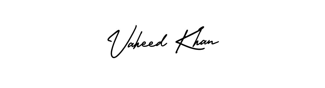 The best way (AmerikaSignatureDemo-Regular) to make a short signature is to pick only two or three words in your name. The name Vaheed Khan include a total of six letters. For converting this name. Vaheed Khan signature style 3 images and pictures png