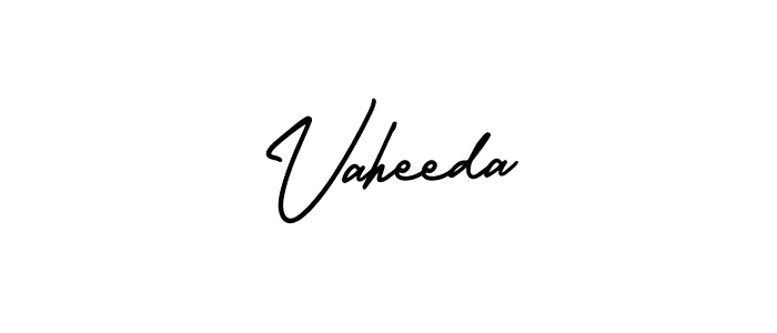 How to make Vaheeda name signature. Use AmerikaSignatureDemo-Regular style for creating short signs online. This is the latest handwritten sign. Vaheeda signature style 3 images and pictures png