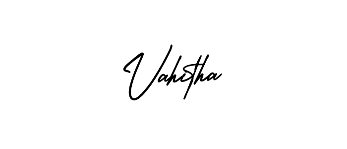 Use a signature maker to create a handwritten signature online. With this signature software, you can design (AmerikaSignatureDemo-Regular) your own signature for name Vahitha. Vahitha signature style 3 images and pictures png