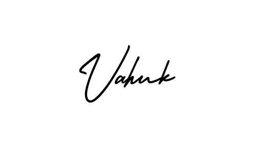 The best way (AmerikaSignatureDemo-Regular) to make a short signature is to pick only two or three words in your name. The name Vahuk include a total of six letters. For converting this name. Vahuk signature style 3 images and pictures png