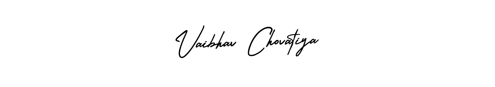 The best way (AmerikaSignatureDemo-Regular) to make a short signature is to pick only two or three words in your name. The name Vaibhav Chovatiya include a total of six letters. For converting this name. Vaibhav Chovatiya signature style 3 images and pictures png