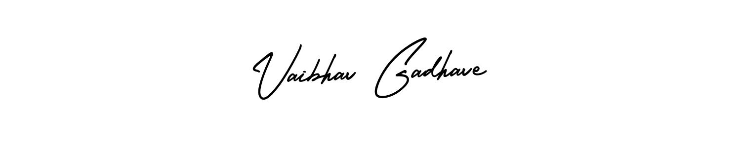 This is the best signature style for the Vaibhav Gadhave name. Also you like these signature font (AmerikaSignatureDemo-Regular). Mix name signature. Vaibhav Gadhave signature style 3 images and pictures png