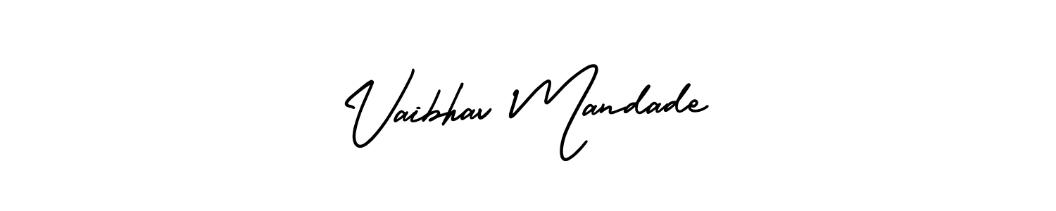 The best way (AmerikaSignatureDemo-Regular) to make a short signature is to pick only two or three words in your name. The name Vaibhav Mandade include a total of six letters. For converting this name. Vaibhav Mandade signature style 3 images and pictures png