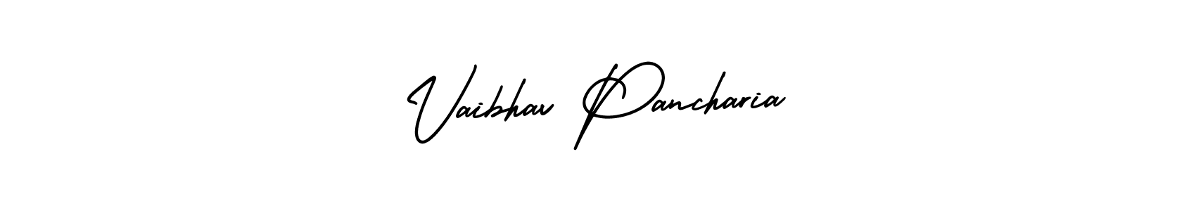 The best way (AmerikaSignatureDemo-Regular) to make a short signature is to pick only two or three words in your name. The name Vaibhav Pancharia include a total of six letters. For converting this name. Vaibhav Pancharia signature style 3 images and pictures png