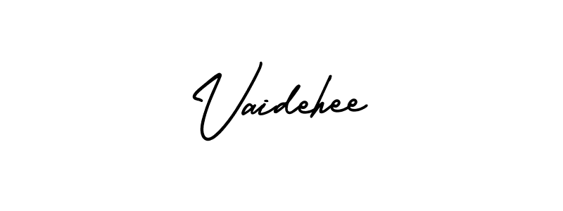 You should practise on your own different ways (AmerikaSignatureDemo-Regular) to write your name (Vaidehee) in signature. don't let someone else do it for you. Vaidehee signature style 3 images and pictures png