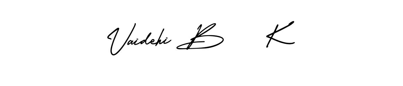 if you are searching for the best signature style for your name Vaidehi B    K. so please give up your signature search. here we have designed multiple signature styles  using AmerikaSignatureDemo-Regular. Vaidehi B    K signature style 3 images and pictures png