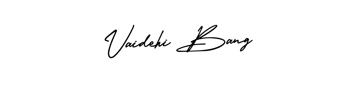 Similarly AmerikaSignatureDemo-Regular is the best handwritten signature design. Signature creator online .You can use it as an online autograph creator for name Vaidehi Bang. Vaidehi Bang signature style 3 images and pictures png