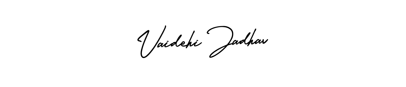 The best way (AmerikaSignatureDemo-Regular) to make a short signature is to pick only two or three words in your name. The name Vaidehi Jadhav include a total of six letters. For converting this name. Vaidehi Jadhav signature style 3 images and pictures png