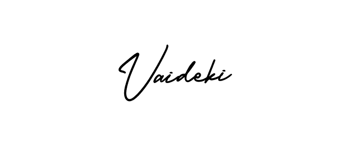 It looks lik you need a new signature style for name Vaideki. Design unique handwritten (AmerikaSignatureDemo-Regular) signature with our free signature maker in just a few clicks. Vaideki signature style 3 images and pictures png