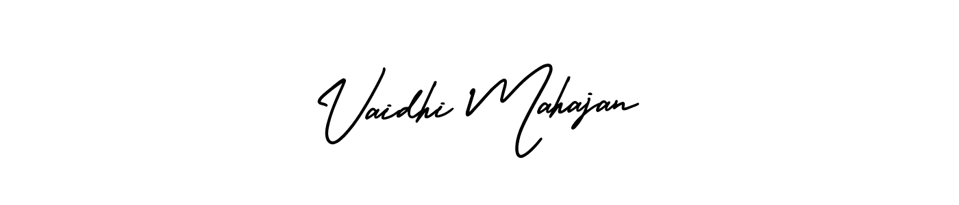 You should practise on your own different ways (AmerikaSignatureDemo-Regular) to write your name (Vaidhi Mahajan) in signature. don't let someone else do it for you. Vaidhi Mahajan signature style 3 images and pictures png