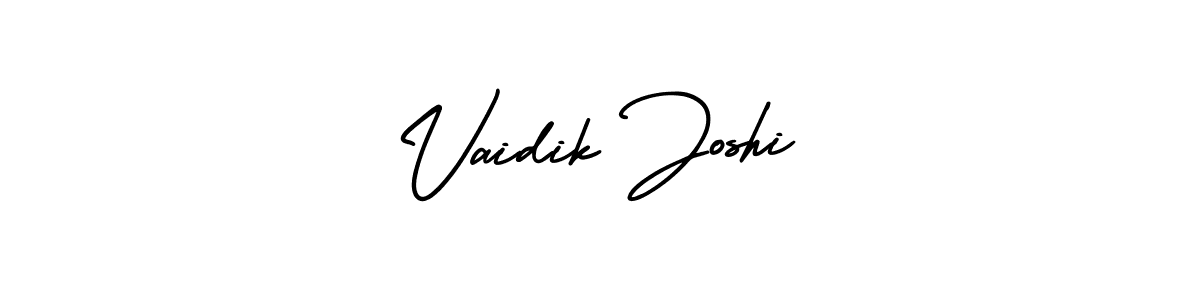 This is the best signature style for the Vaidik Joshi name. Also you like these signature font (AmerikaSignatureDemo-Regular). Mix name signature. Vaidik Joshi signature style 3 images and pictures png