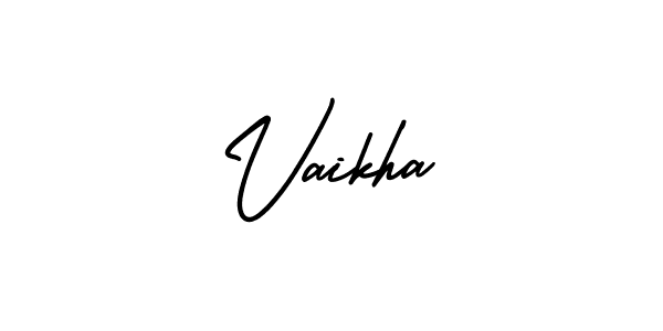 The best way (AmerikaSignatureDemo-Regular) to make a short signature is to pick only two or three words in your name. The name Vaikha include a total of six letters. For converting this name. Vaikha signature style 3 images and pictures png