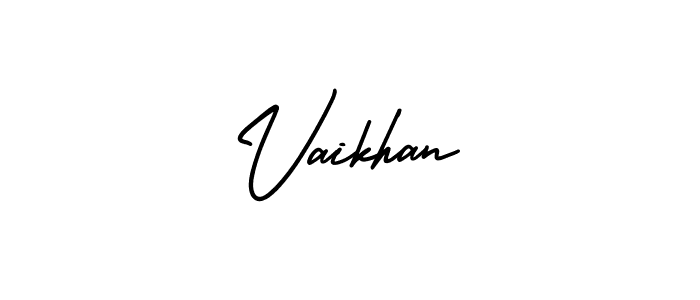 You should practise on your own different ways (AmerikaSignatureDemo-Regular) to write your name (Vaikhan) in signature. don't let someone else do it for you. Vaikhan signature style 3 images and pictures png