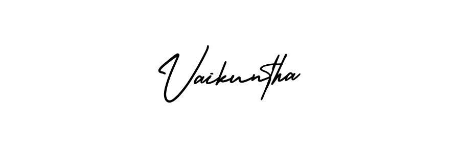 How to make Vaikuntha signature? AmerikaSignatureDemo-Regular is a professional autograph style. Create handwritten signature for Vaikuntha name. Vaikuntha signature style 3 images and pictures png