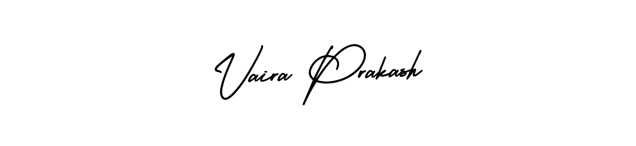 The best way (AmerikaSignatureDemo-Regular) to make a short signature is to pick only two or three words in your name. The name Vaira Prakash include a total of six letters. For converting this name. Vaira Prakash signature style 3 images and pictures png
