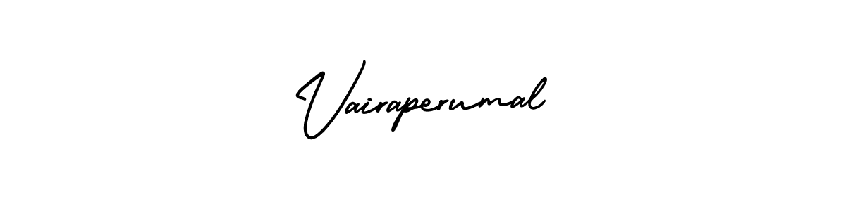 You should practise on your own different ways (AmerikaSignatureDemo-Regular) to write your name (Vairaperumal) in signature. don't let someone else do it for you. Vairaperumal signature style 3 images and pictures png