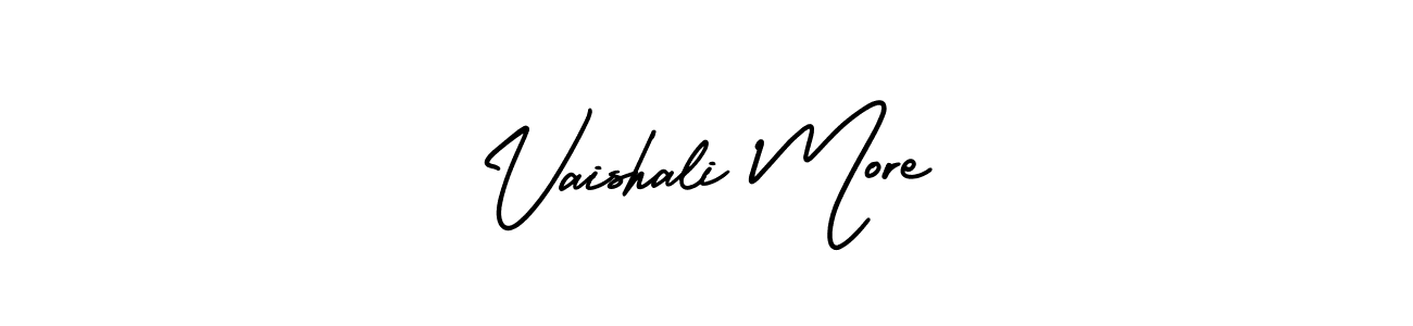 You should practise on your own different ways (AmerikaSignatureDemo-Regular) to write your name (Vaishali More) in signature. don't let someone else do it for you. Vaishali More signature style 3 images and pictures png