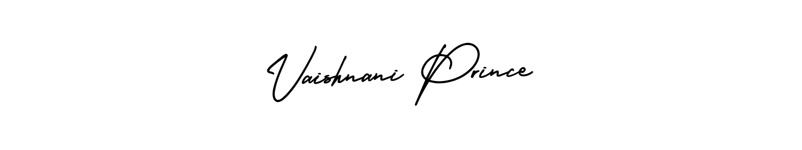 The best way (AmerikaSignatureDemo-Regular) to make a short signature is to pick only two or three words in your name. The name Vaishnani Prince include a total of six letters. For converting this name. Vaishnani Prince signature style 3 images and pictures png