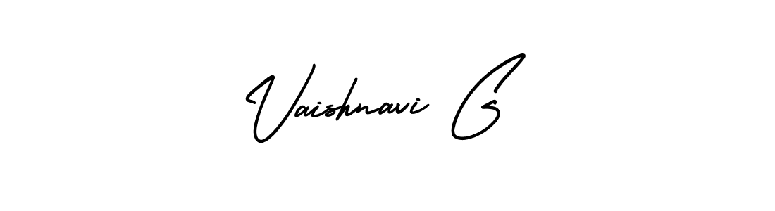 The best way (AmerikaSignatureDemo-Regular) to make a short signature is to pick only two or three words in your name. The name Vaishnavi G include a total of six letters. For converting this name. Vaishnavi G signature style 3 images and pictures png