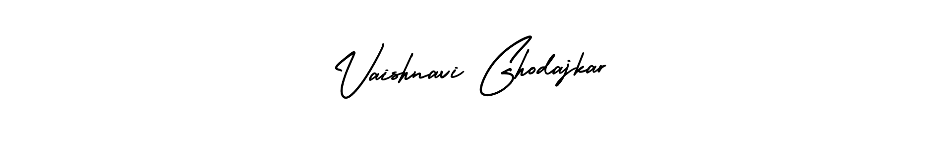 How to make Vaishnavi Ghodajkar name signature. Use AmerikaSignatureDemo-Regular style for creating short signs online. This is the latest handwritten sign. Vaishnavi Ghodajkar signature style 3 images and pictures png