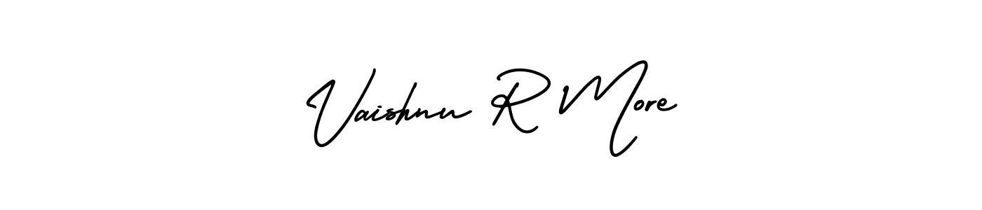 The best way (AmerikaSignatureDemo-Regular) to make a short signature is to pick only two or three words in your name. The name Vaishnu R More include a total of six letters. For converting this name. Vaishnu R More signature style 3 images and pictures png