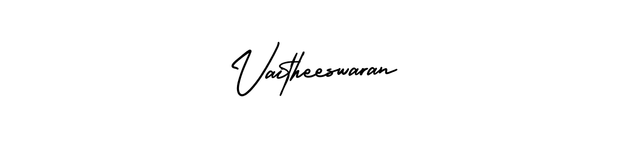 The best way (AmerikaSignatureDemo-Regular) to make a short signature is to pick only two or three words in your name. The name Vaitheeswaran include a total of six letters. For converting this name. Vaitheeswaran signature style 3 images and pictures png