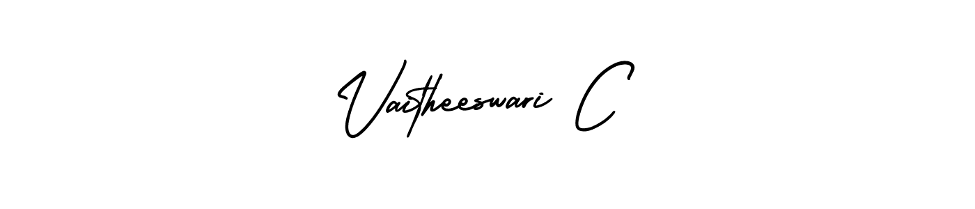 You should practise on your own different ways (AmerikaSignatureDemo-Regular) to write your name (Vaitheeswari C) in signature. don't let someone else do it for you. Vaitheeswari C signature style 3 images and pictures png