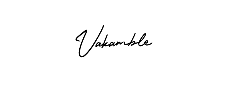 Use a signature maker to create a handwritten signature online. With this signature software, you can design (AmerikaSignatureDemo-Regular) your own signature for name Vakamble. Vakamble signature style 3 images and pictures png