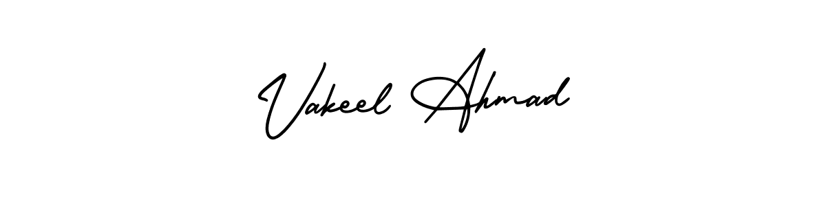 This is the best signature style for the Vakeel Ahmad name. Also you like these signature font (AmerikaSignatureDemo-Regular). Mix name signature. Vakeel Ahmad signature style 3 images and pictures png