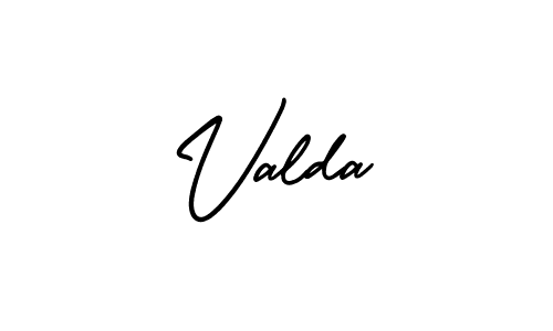 Use a signature maker to create a handwritten signature online. With this signature software, you can design (AmerikaSignatureDemo-Regular) your own signature for name Valda. Valda signature style 3 images and pictures png