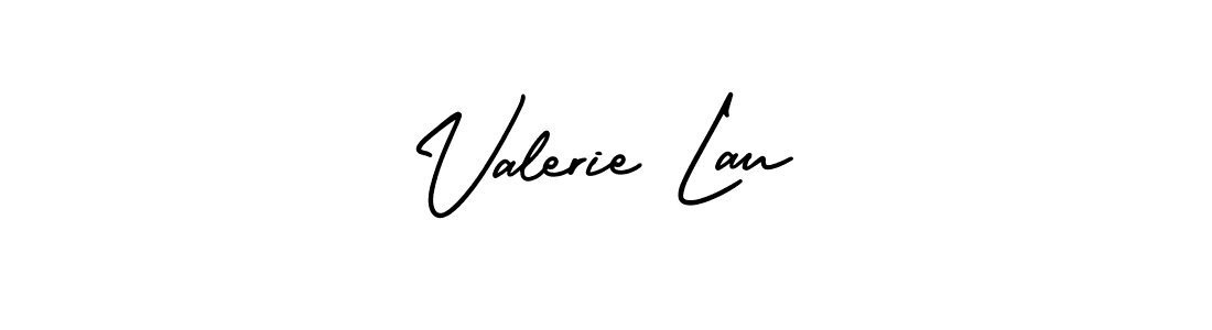 You should practise on your own different ways (AmerikaSignatureDemo-Regular) to write your name (Valerie Lau) in signature. don't let someone else do it for you. Valerie Lau signature style 3 images and pictures png