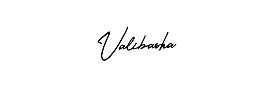 You should practise on your own different ways (AmerikaSignatureDemo-Regular) to write your name (Valibasha) in signature. don't let someone else do it for you. Valibasha signature style 3 images and pictures png