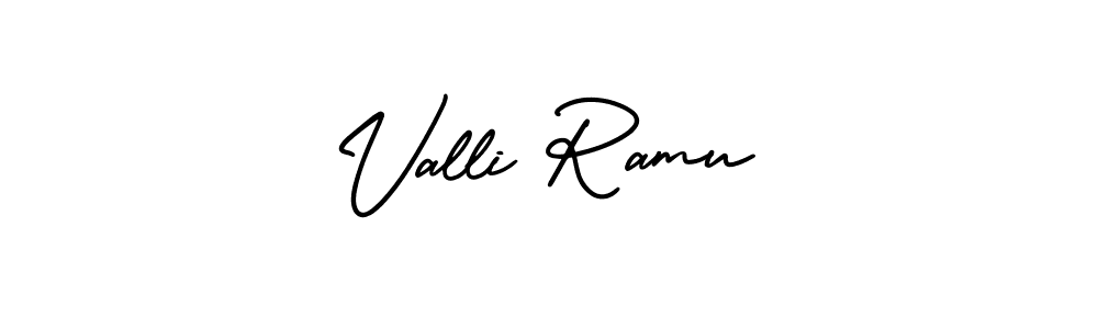 You should practise on your own different ways (AmerikaSignatureDemo-Regular) to write your name (Valli Ramu) in signature. don't let someone else do it for you. Valli Ramu signature style 3 images and pictures png