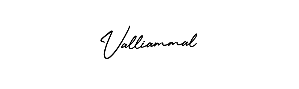 How to make Valliammal name signature. Use AmerikaSignatureDemo-Regular style for creating short signs online. This is the latest handwritten sign. Valliammal signature style 3 images and pictures png