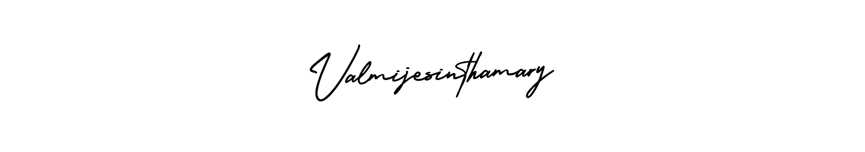 How to make Valmijesinthamary name signature. Use AmerikaSignatureDemo-Regular style for creating short signs online. This is the latest handwritten sign. Valmijesinthamary signature style 3 images and pictures png