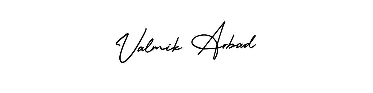 The best way (AmerikaSignatureDemo-Regular) to make a short signature is to pick only two or three words in your name. The name Valmik Arbad include a total of six letters. For converting this name. Valmik Arbad signature style 3 images and pictures png