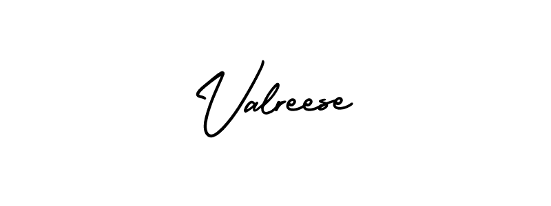 Use a signature maker to create a handwritten signature online. With this signature software, you can design (AmerikaSignatureDemo-Regular) your own signature for name Valreese. Valreese signature style 3 images and pictures png