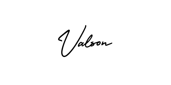 How to make Valson name signature. Use AmerikaSignatureDemo-Regular style for creating short signs online. This is the latest handwritten sign. Valson signature style 3 images and pictures png