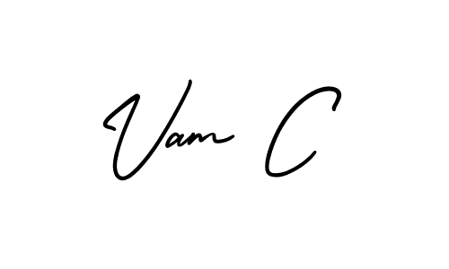 Use a signature maker to create a handwritten signature online. With this signature software, you can design (AmerikaSignatureDemo-Regular) your own signature for name Vam C. Vam C signature style 3 images and pictures png