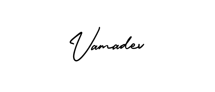 How to make Vamadev name signature. Use AmerikaSignatureDemo-Regular style for creating short signs online. This is the latest handwritten sign. Vamadev signature style 3 images and pictures png