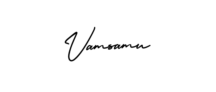 The best way (AmerikaSignatureDemo-Regular) to make a short signature is to pick only two or three words in your name. The name Vamsamu include a total of six letters. For converting this name. Vamsamu signature style 3 images and pictures png