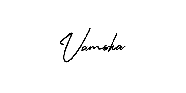 You should practise on your own different ways (AmerikaSignatureDemo-Regular) to write your name (Vamsha) in signature. don't let someone else do it for you. Vamsha signature style 3 images and pictures png