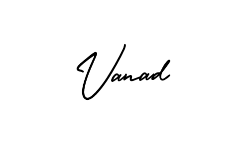 You should practise on your own different ways (AmerikaSignatureDemo-Regular) to write your name (Vanad) in signature. don't let someone else do it for you. Vanad signature style 3 images and pictures png