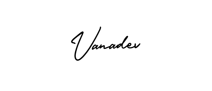 You should practise on your own different ways (AmerikaSignatureDemo-Regular) to write your name (Vanadev) in signature. don't let someone else do it for you. Vanadev signature style 3 images and pictures png