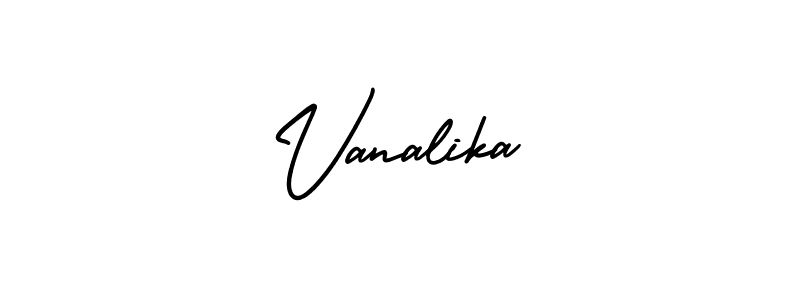The best way (AmerikaSignatureDemo-Regular) to make a short signature is to pick only two or three words in your name. The name Vanalika include a total of six letters. For converting this name. Vanalika signature style 3 images and pictures png